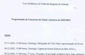 Calendário de Atuações do Coro Polifónico
